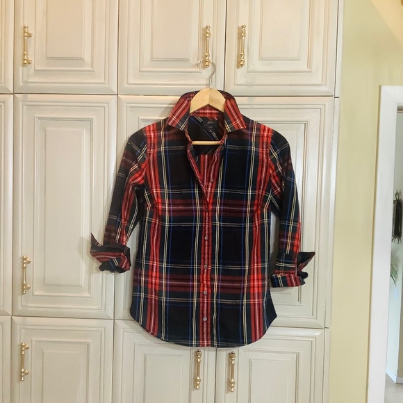 J. CREW HOLIDAY BLACK TARTAN SHIRT - Picture 1 of 3